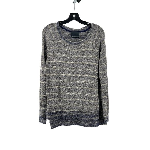 Harlowe & Graham Women's Gray Striped Loose Knit Long Sleeve Tunic Sweater Med - Picture 2 of 10